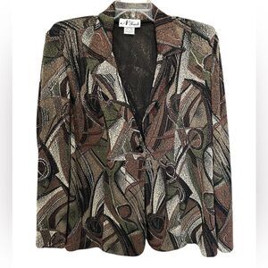 N Touch Paisley Blazer Jacket Career Wear Business Casual Size 1X